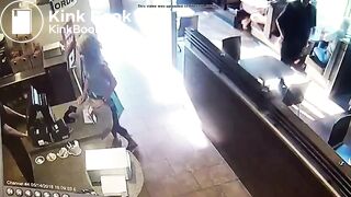 Woman in bar shits and throws it