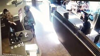 Woman in bar shits and throws it