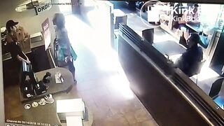 Woman in bar shits and throws it