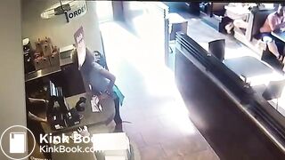Woman in bar shits and throws it