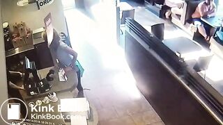 Woman in bar shits and throws it
