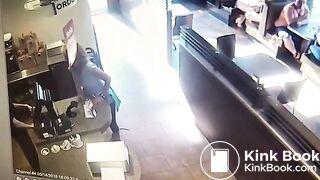 Woman in bar shits and throws it