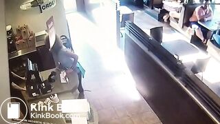 Woman in bar shits and throws it