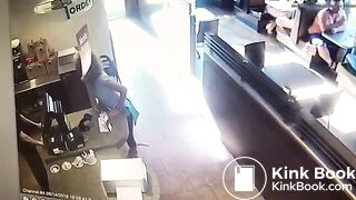 Woman in bar shits and throws it
