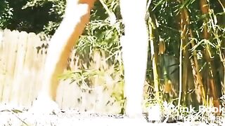 Girl diarrhea burst on grass