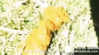 Girl diarrhea burst on grass