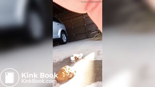 Naughtia has diarrhea in her driveway