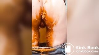 Cute teen does diarrhea in jeans