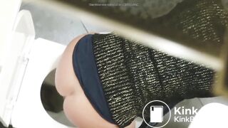 View from above girl voyeur pooping public