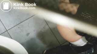 View from above girl voyeur pooping public