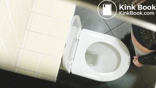 View from above girl voyeur pooping public