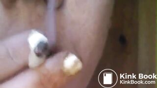 A poo and smoke on a forest latrine..