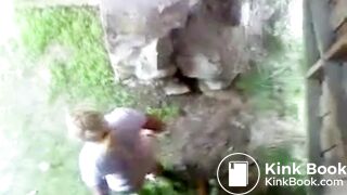 girl busted poop outside