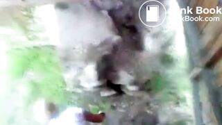 girl busted poop outside