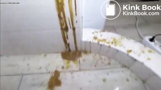 Spraying the wall with diarrhea..