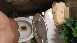 Girl poops a lot on toilet