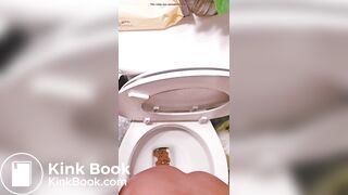 Girl poops a lot on toilet