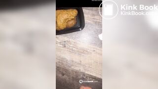 Blonde massive scat pile in tupperware