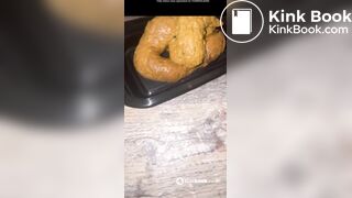 Blonde massive scat pile in tupperware