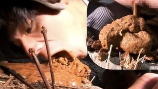 Unbelievable outdoor scat eating