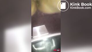 Naughty girl has diarrhea in sink
