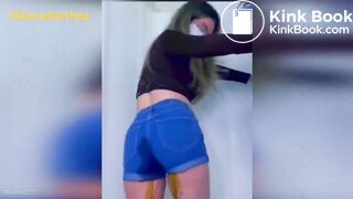 girl poops in shorts