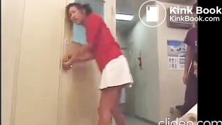 Japanese secretary pooping on the floor