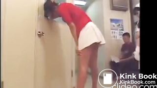 Japanese secretary pooping on the floor