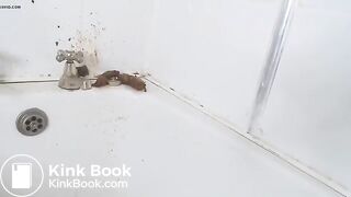 Wild girl puts herself an enema in the bathroom