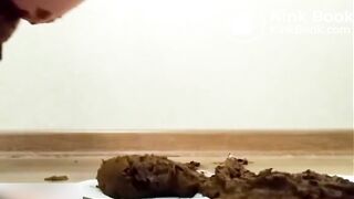 Mushy shit in white lace panties