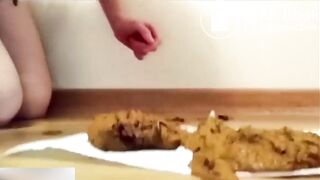 Mushy shit in white lace panties