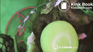 Dipping apple in shit