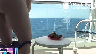 Sexy woman shitting on a cruise ship