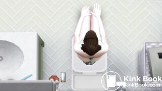 Cute sims 4 Girl takes Big shit after dip in the pool