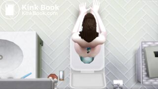 Cute sims 4 Girl takes Big shit after dip in the pool