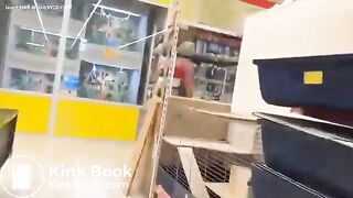 Cheeky milf blonde pooping in a store