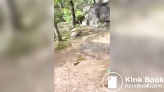 Girl outdoor pooping