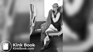 girl messes leggings on bus