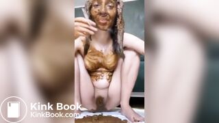 cute girl smearing her poop