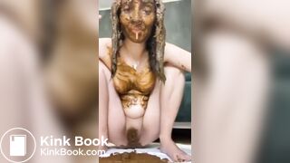 cute girl smearing her poop