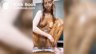 cute girl smearing her poop