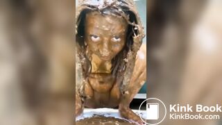 cute girl smearing her poop