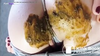 She feels the liquid shit inside her ass and poops it o