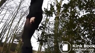 A decent lady poops in the woods..