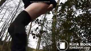 A decent lady poops in the woods..