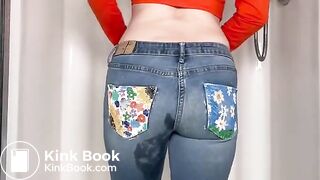 Messing her jeans..