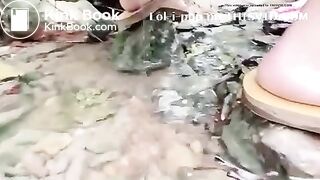 Asian Beauty - pooping in the river