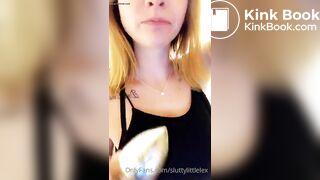 young girl eat her shit