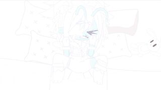 Cyan gets her tummy rubbed till she shits