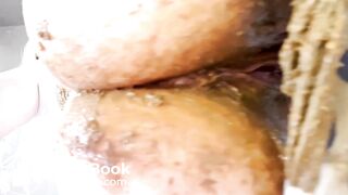 Big poop in spotted panties